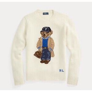 Polo Ralph Lauren Bear Wool Blend Cream Beige Womens Baseball Small